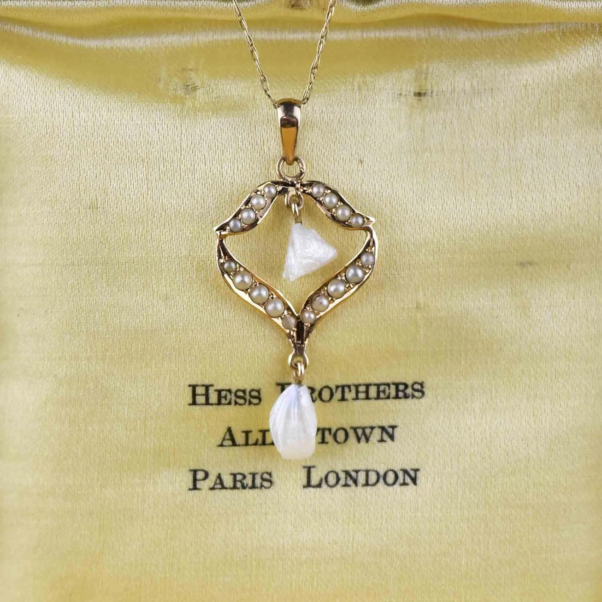 10K Gold Edwardian Fresh Water Pearl Lavaliere Necklace