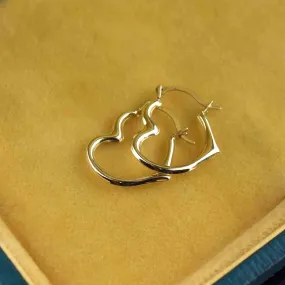 10K Gold Heart Huggie Hoop Style Earrings