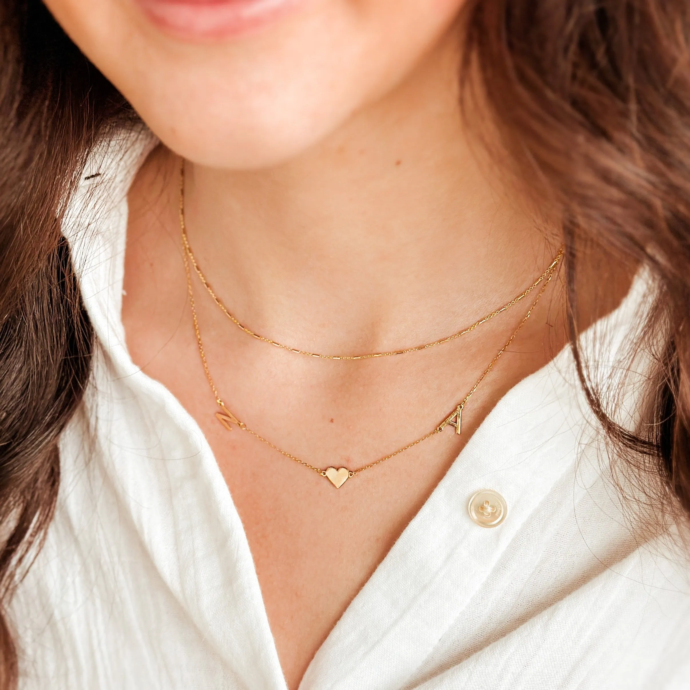 14K Gold Demi Custom Initial Necklace by Roset Gold Label