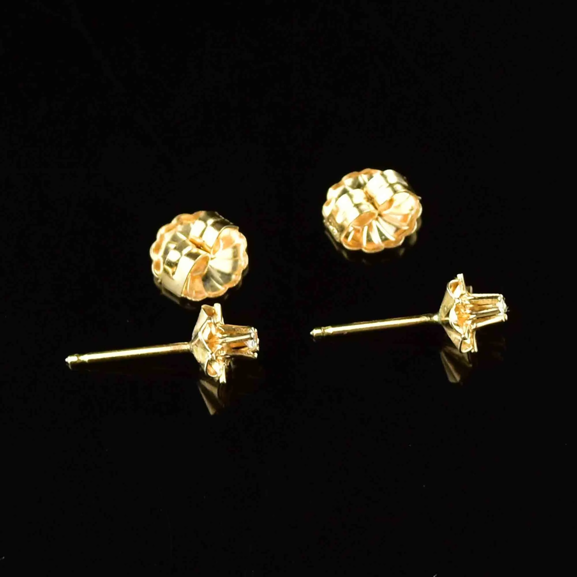 14K Gold Diamond Buttercup Stud Earrings