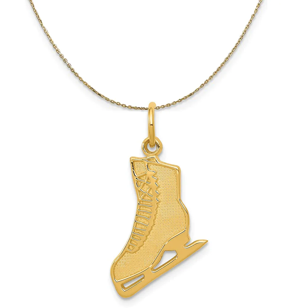 14k Yellow Gold Flat Ice Skate Necklace