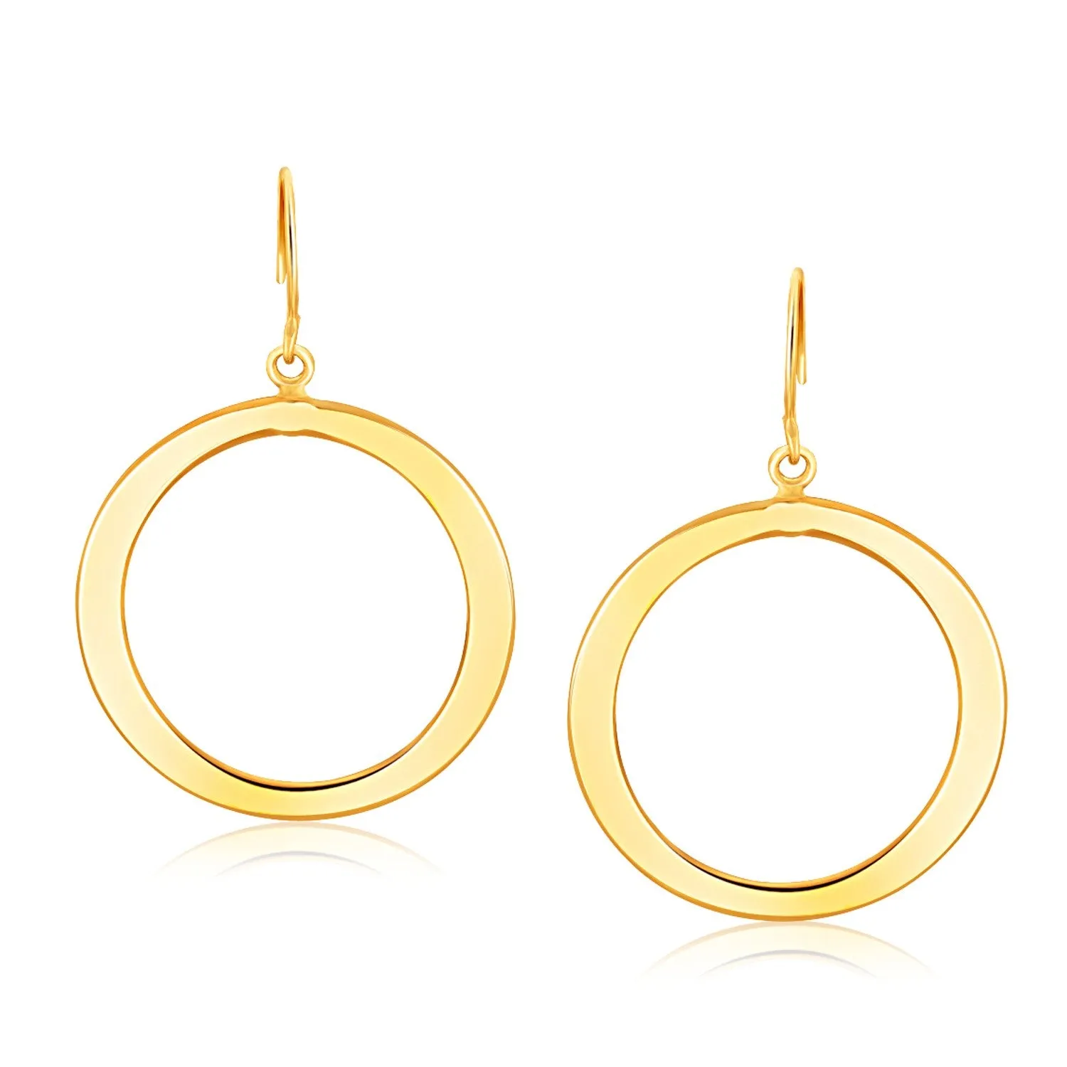 14k Yellow Gold Flat Open Tube Round Earrings-rx36517