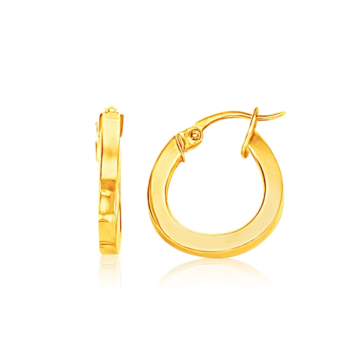 14k Yellow Gold Flat Side Small Hoop Earrings-rx78530