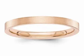 14kt Solid Rose Gold Satin Finish Flat Design Bridal Engagement Wedding Band 2mm Width