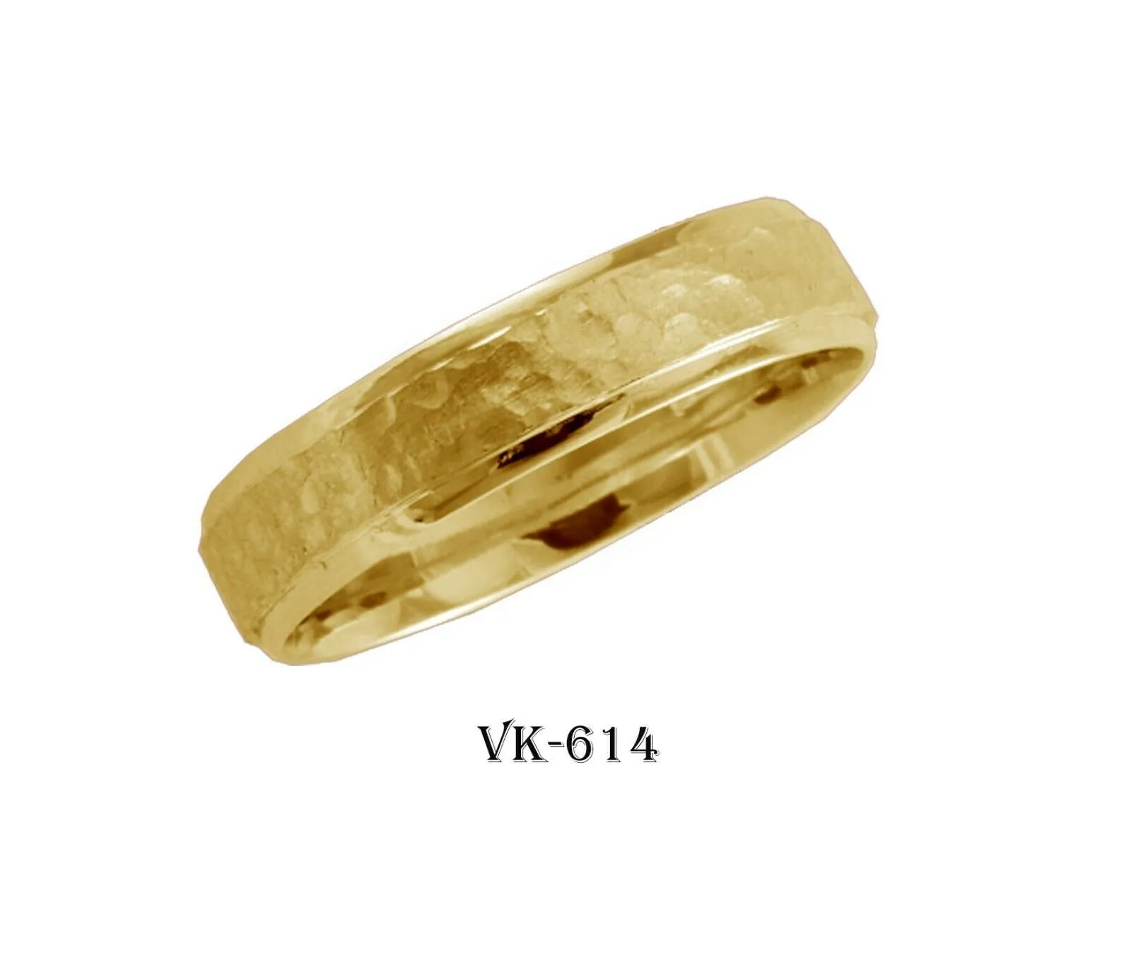 18k Solid Gold Elegant Ladies Modern Hammer Finish Flat Band 5mm Ring VK614v(Y)