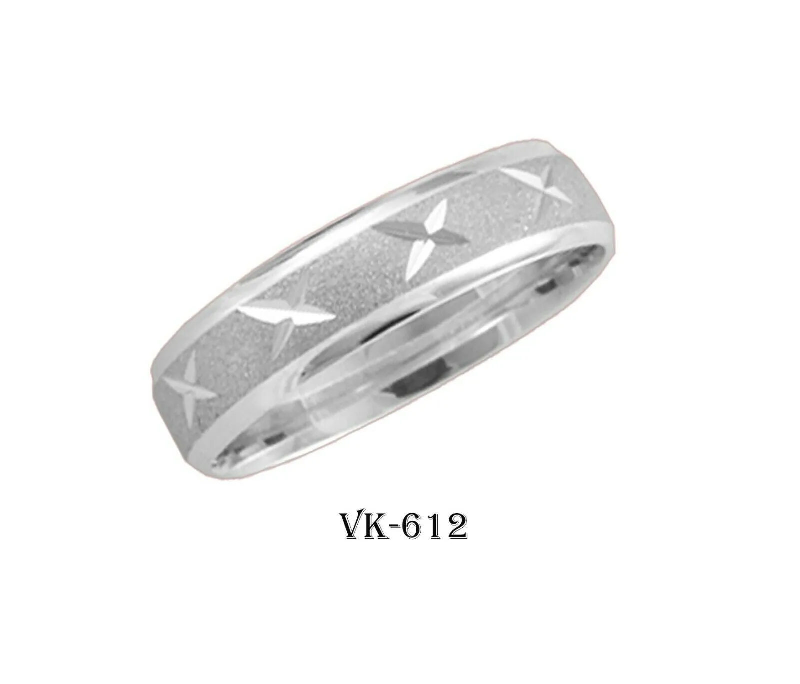 18k Solid Gold Elegant Ladies Modern Machine Finish Flat Band 5mm Ring VK612v(W)