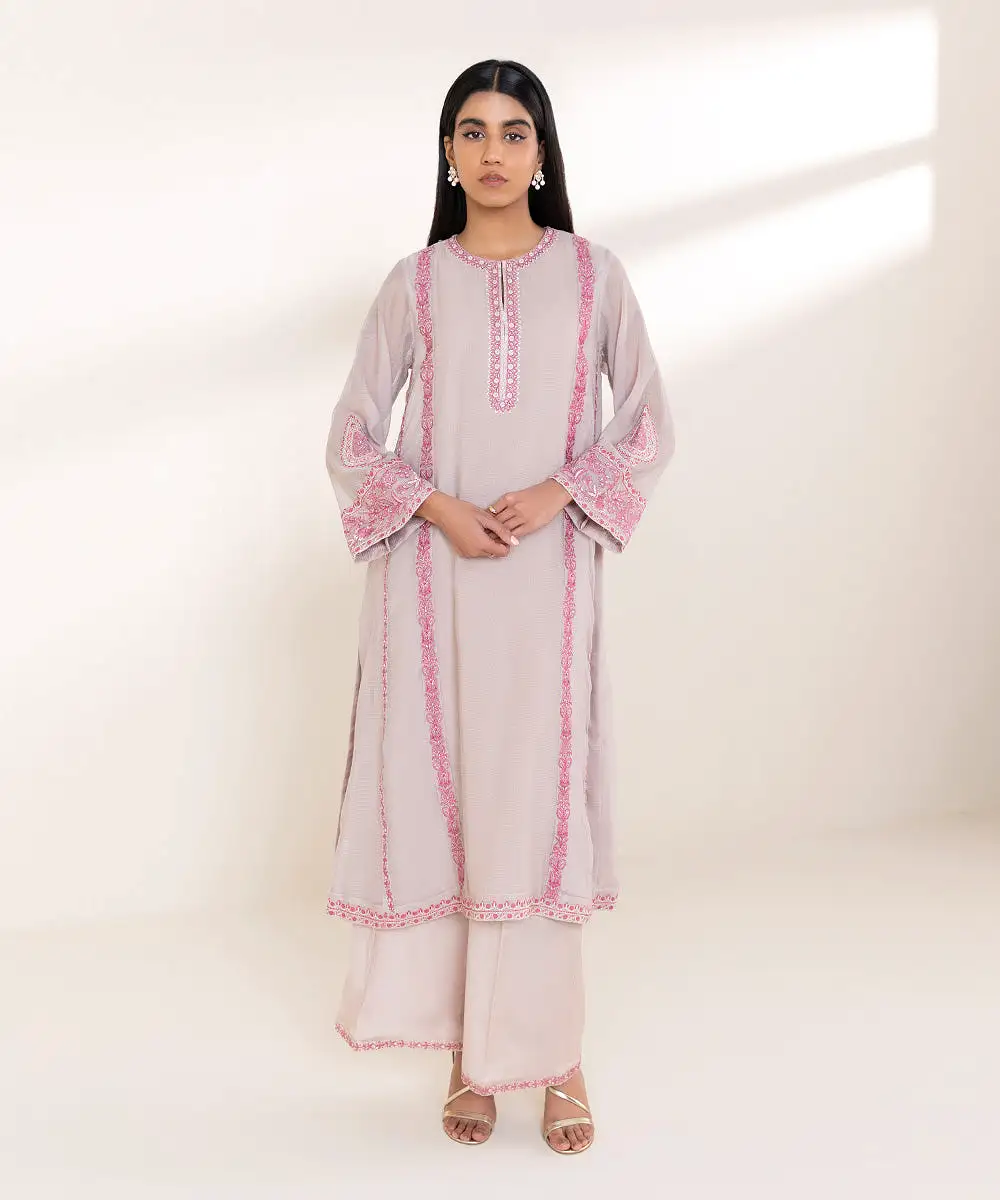 2 Piece - Embroidered Khaddi Net Suit