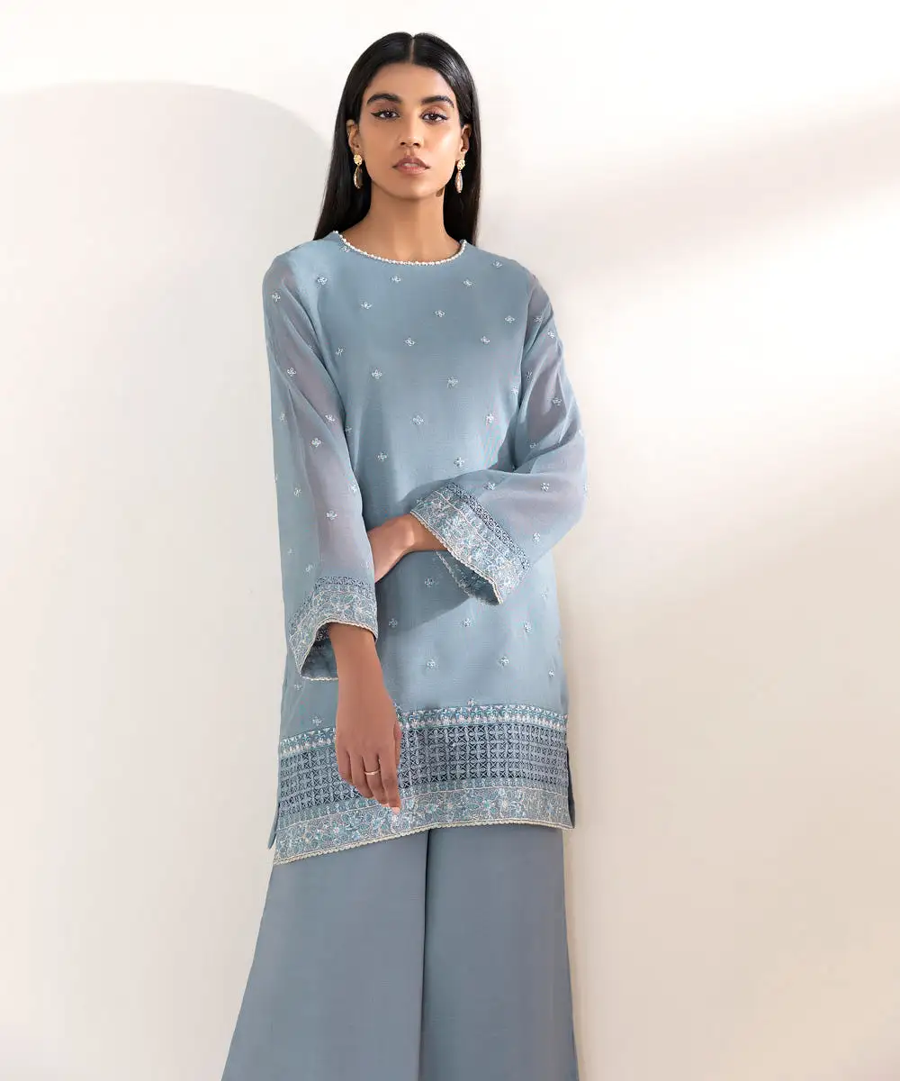 2 Piece - Embroidered Khaddi Net Suit