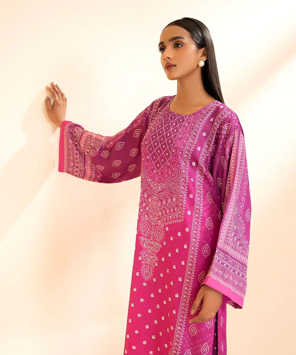 2 Piece - Printed Silk Suit