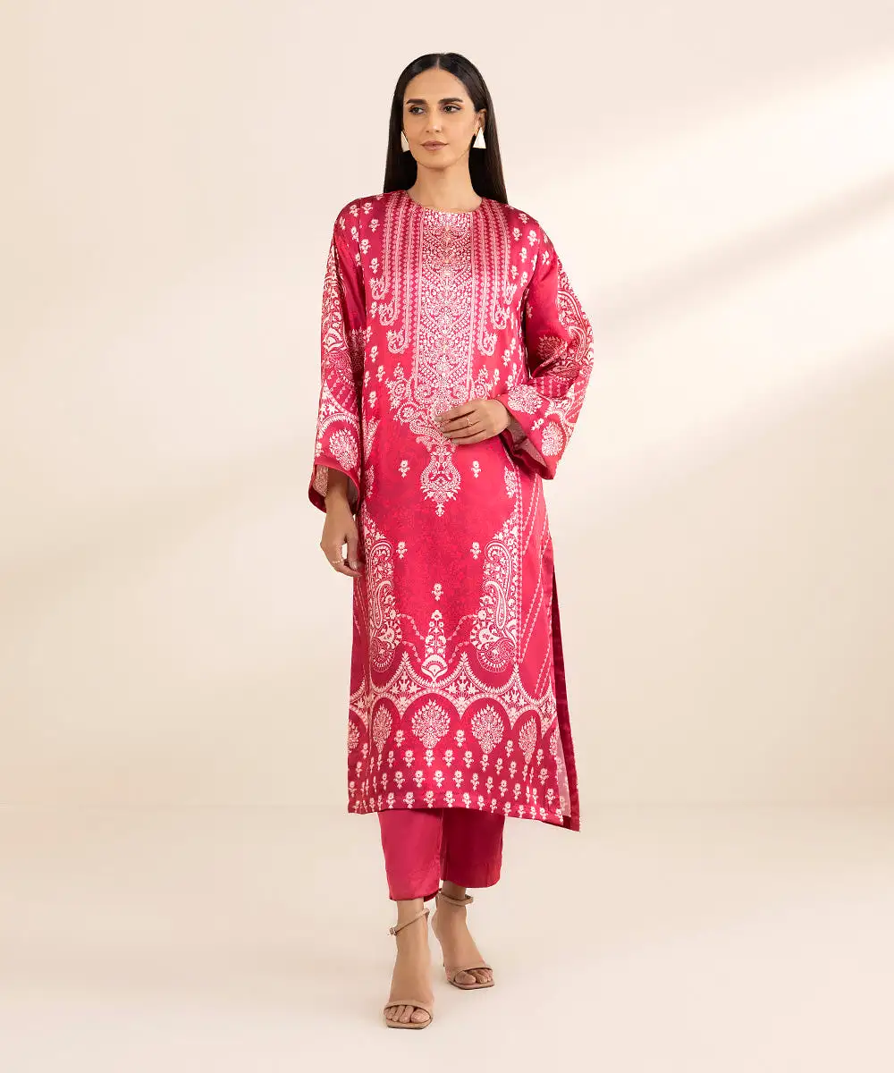 2 Piece - Printed Silk Suit