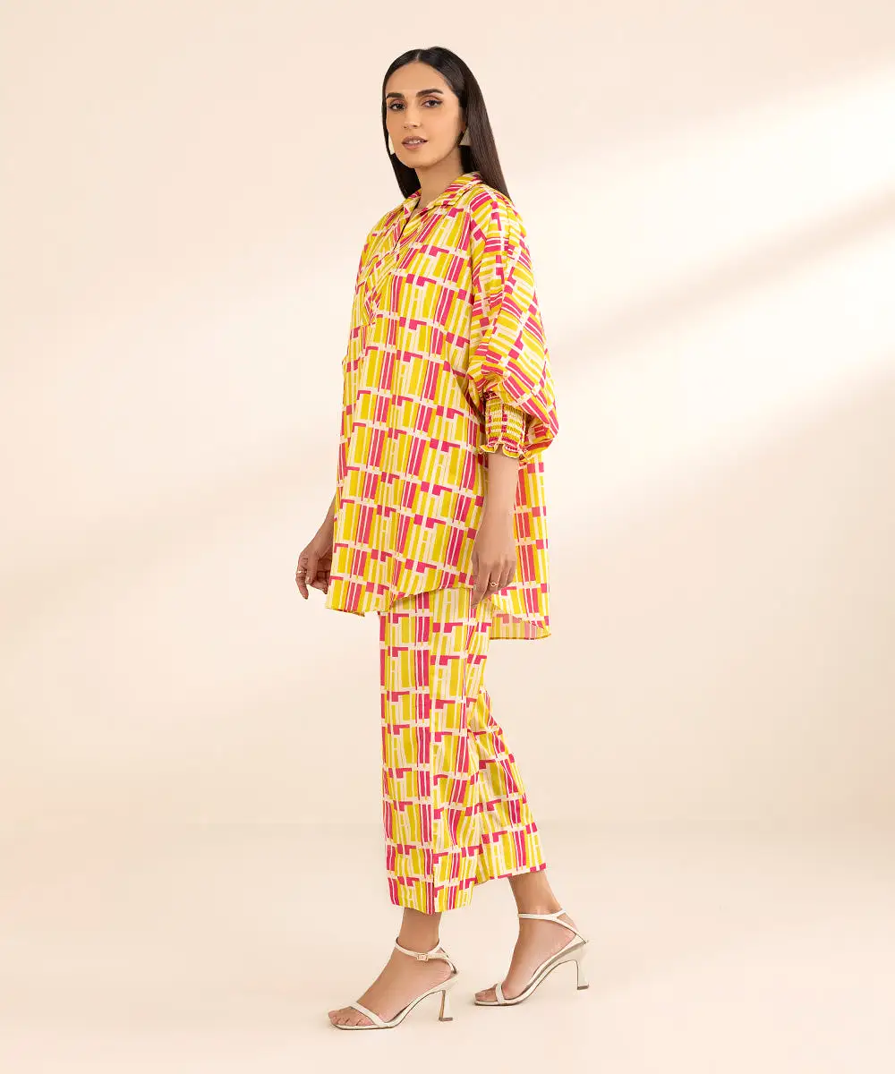 2 Piece - Printed Silk Suit