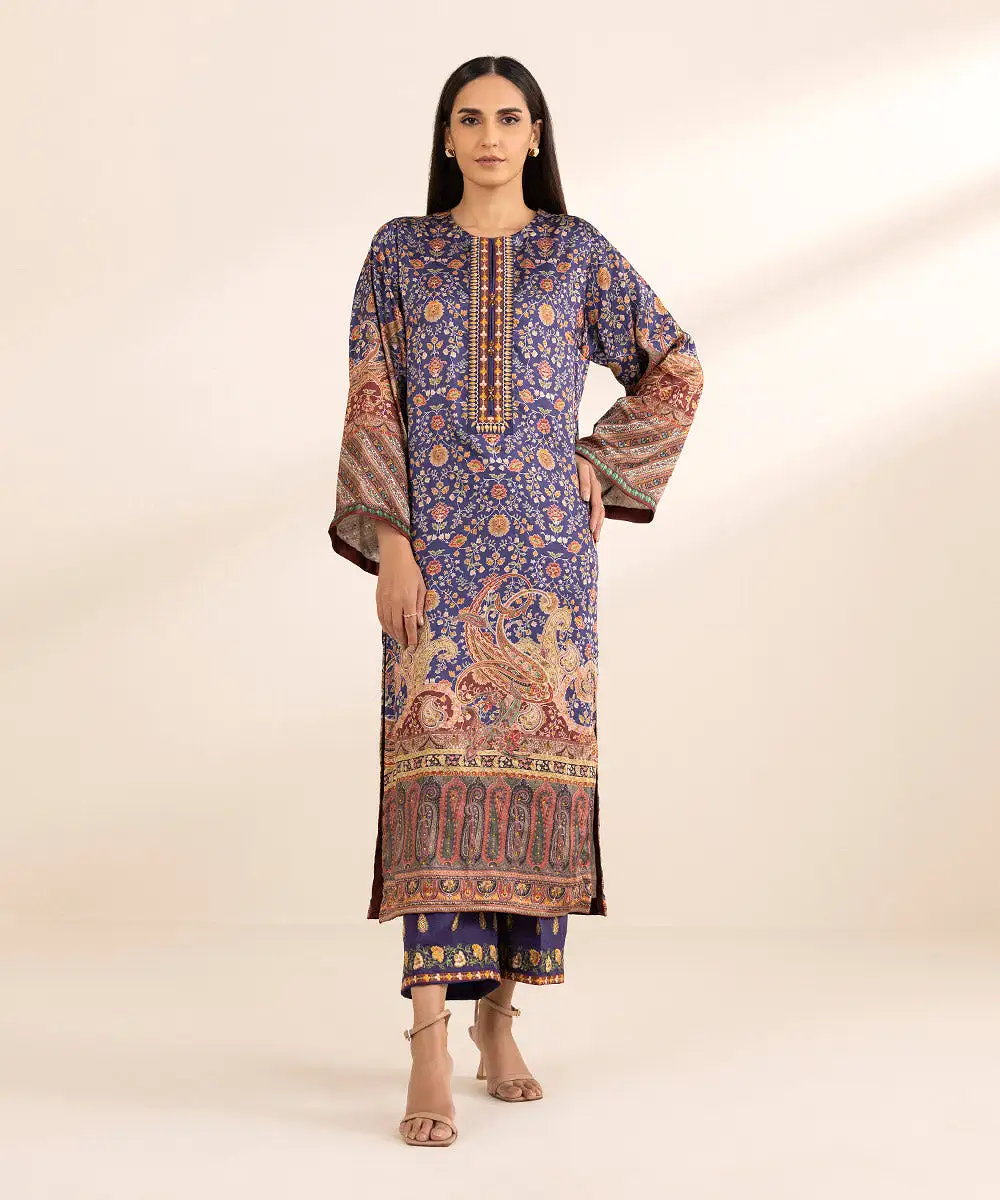 2 Piece - Printed Silk Suit