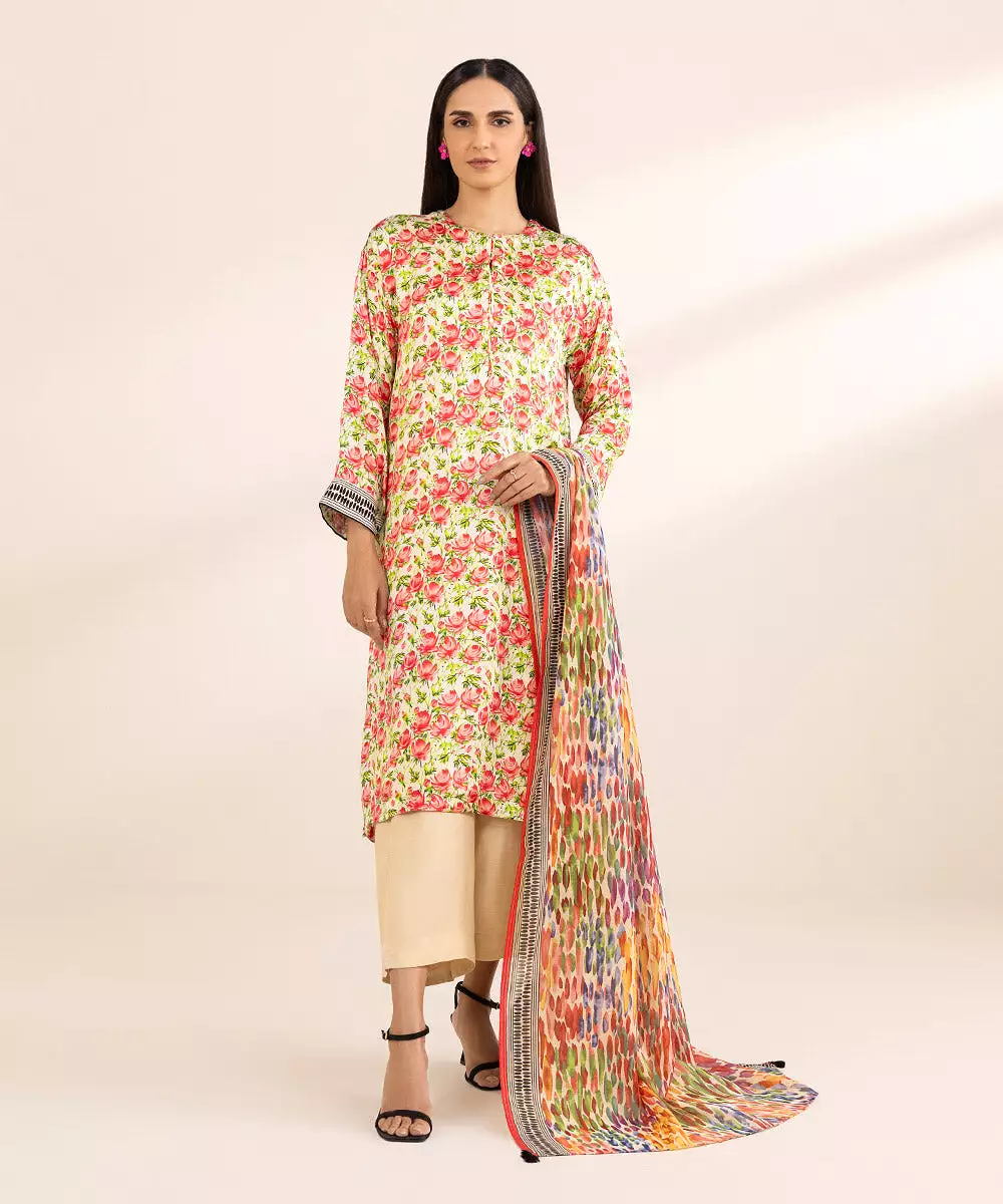 2 Piece - Printed Silk Suit