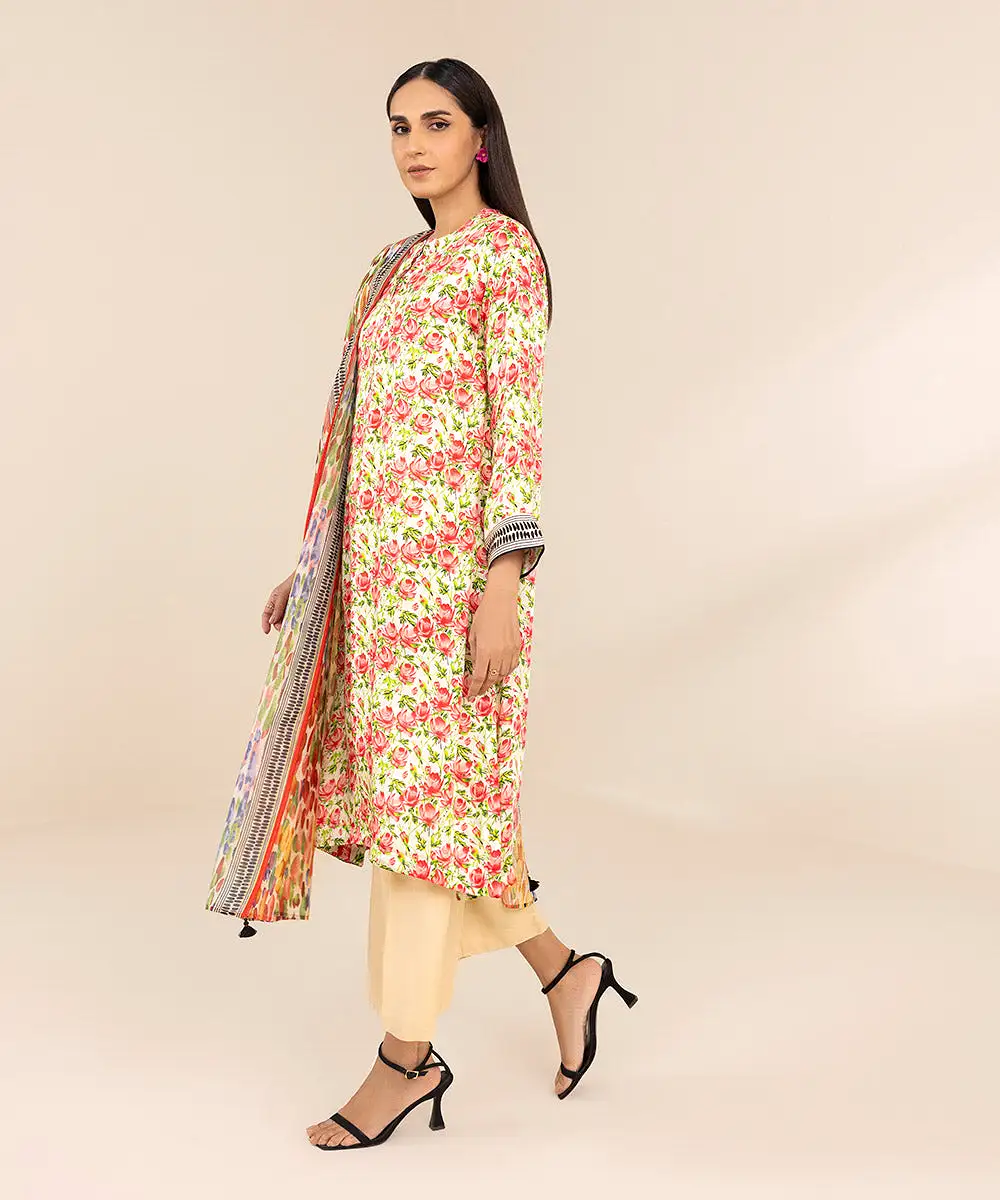 2 Piece - Printed Silk Suit