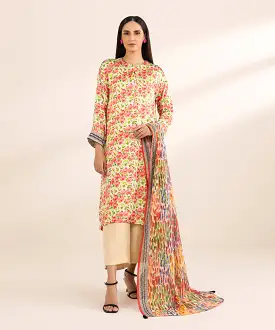 2 Piece - Printed Silk Suit