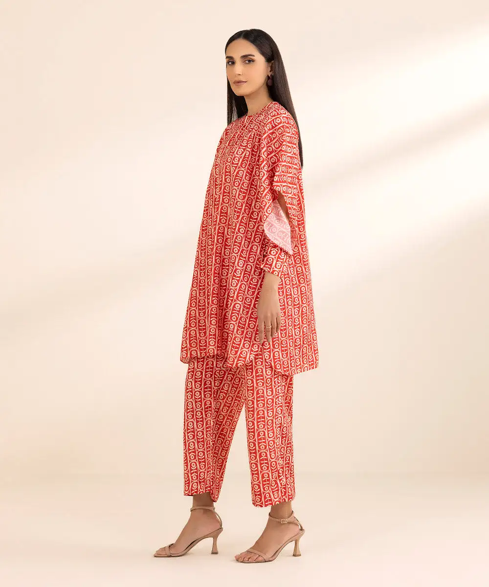 2 Piece - Printed Silk Suit