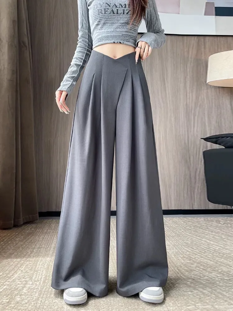 2024 Autumn New Suit Pants Women's Autumn High Waisted Wide Leg Pants Straight Casual Loose Swing Floor-length Pants