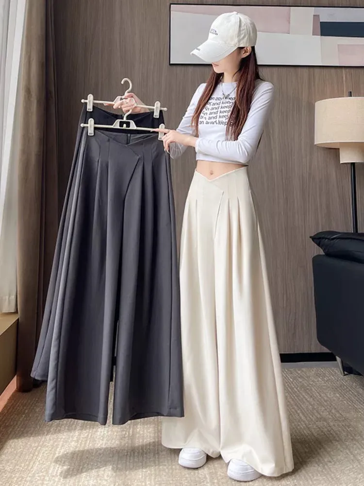 2024 Autumn New Suit Pants Women's Autumn High Waisted Wide Leg Pants Straight Casual Loose Swing Floor-length Pants