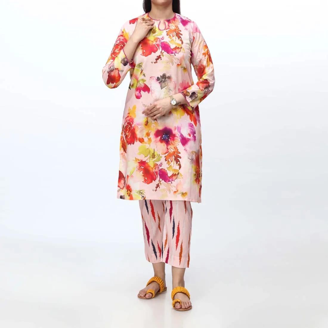 2PC- Digital Printed Cambric Suit PS4246