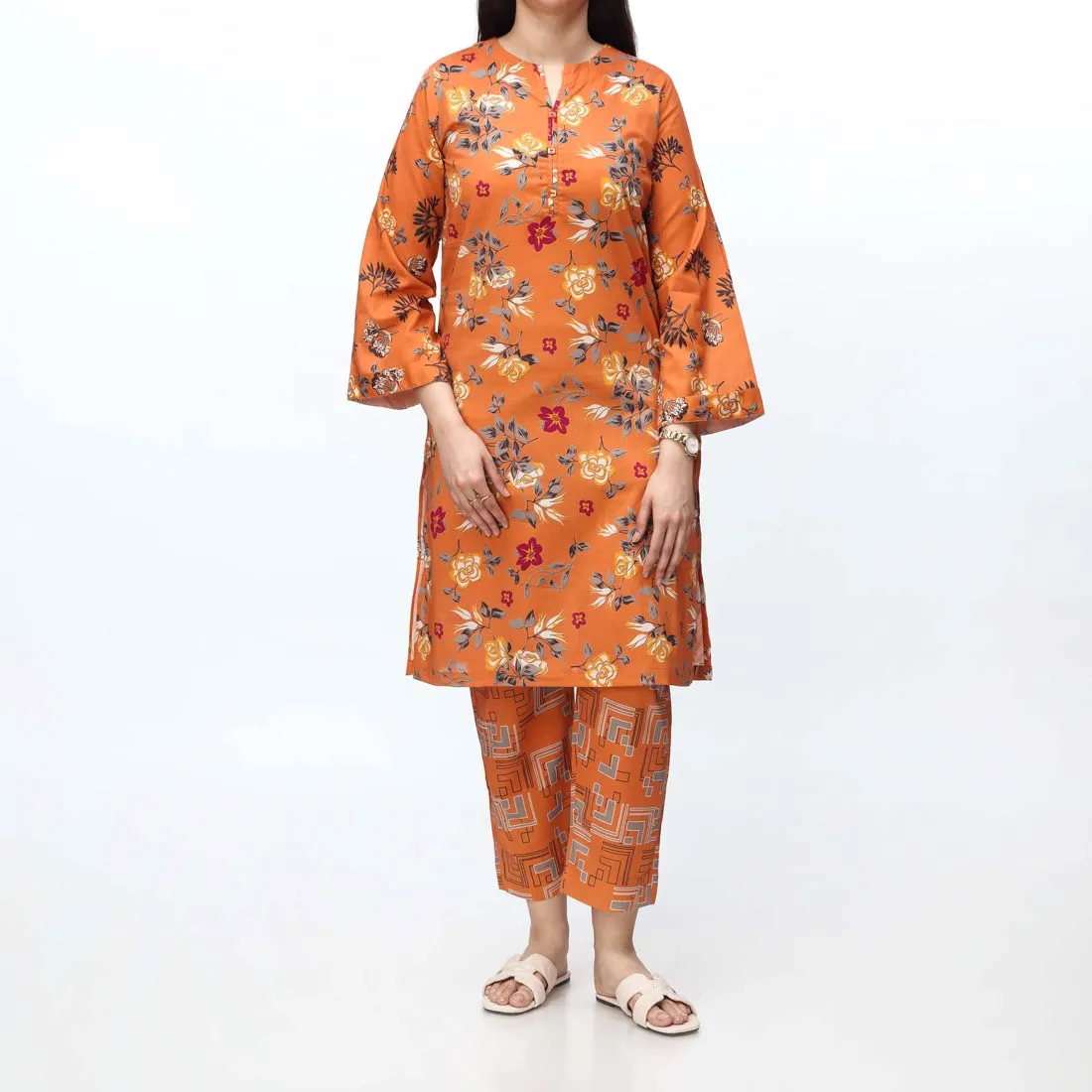 2PC- Digital Printed Cambric Suit PS4254