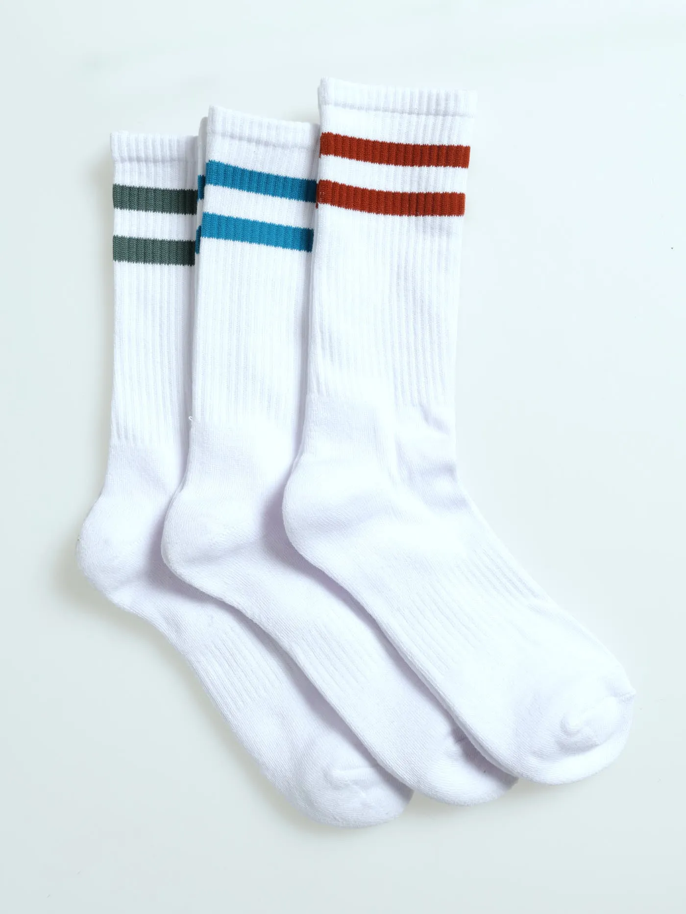 3 Pack Anklet Tennis Socks - White/Green/Blue