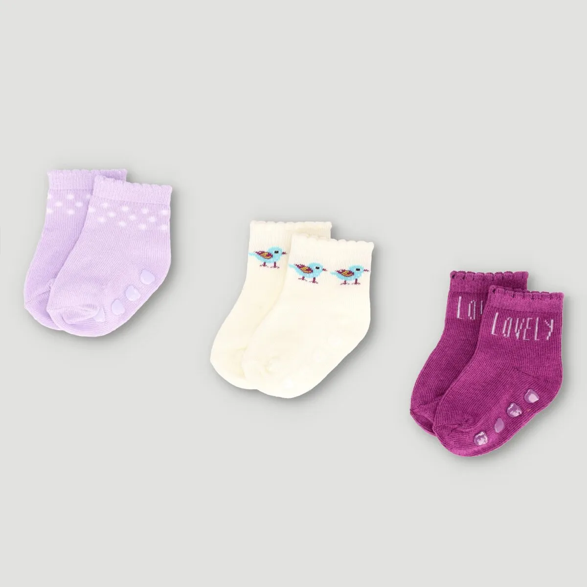 3 Pack Cotton Socks - Purple