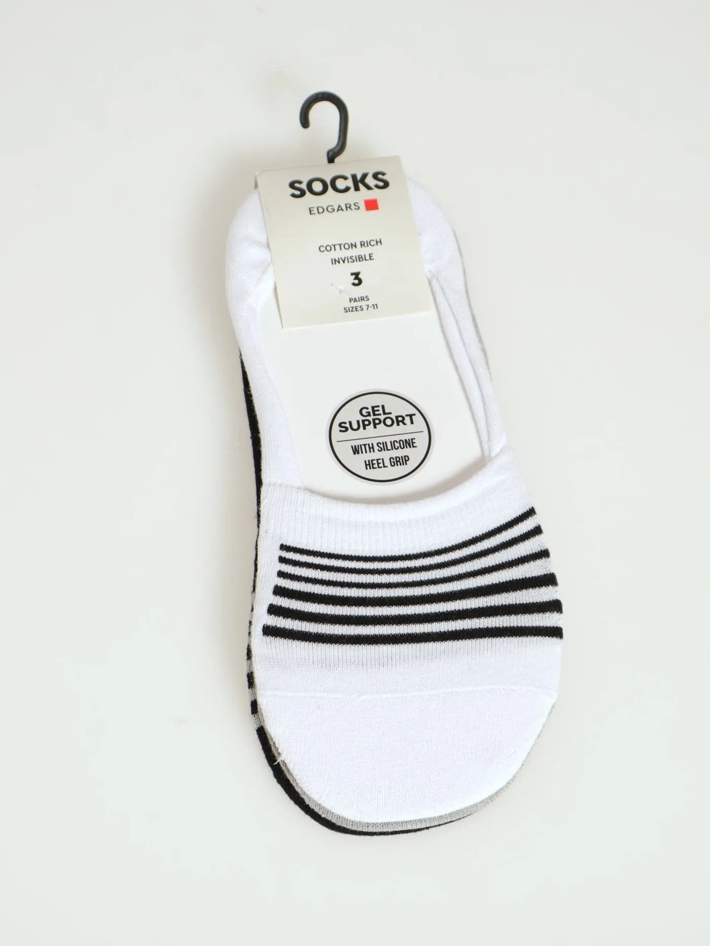 3 Pack Fashion Secret Socks - Black/Grey/White