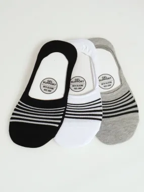 3 Pack Fashion Secret Socks - Black/Grey/White