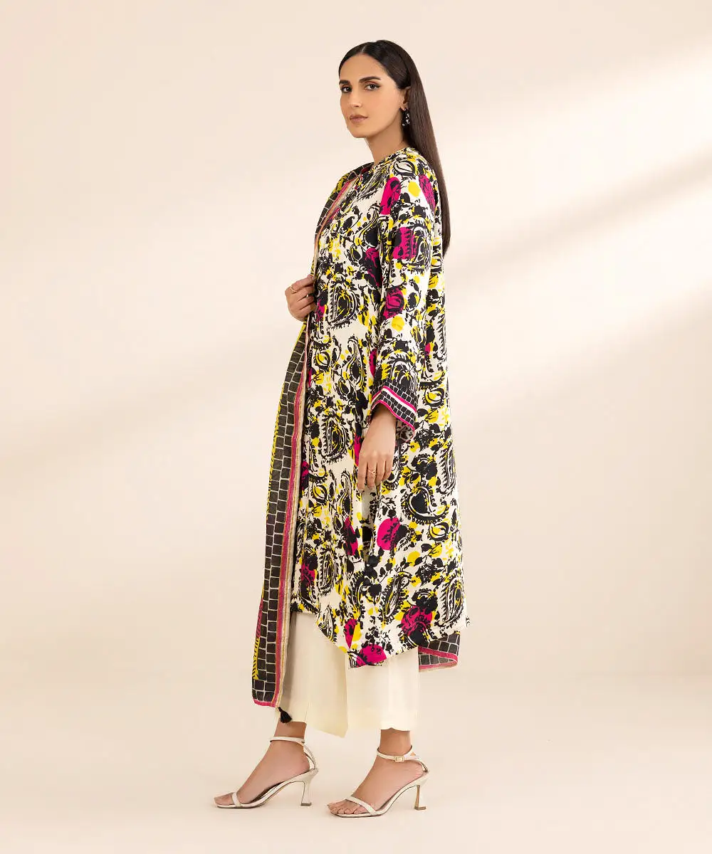 3 Piece - Printed Silk Suit