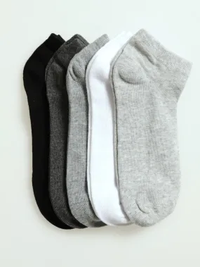 5 Pack Low Cut Socks - Grey Melange