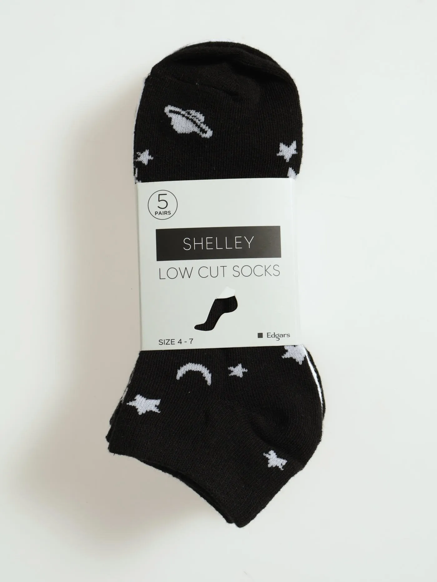 5 Pack Low Cut Space Socks - Black/White