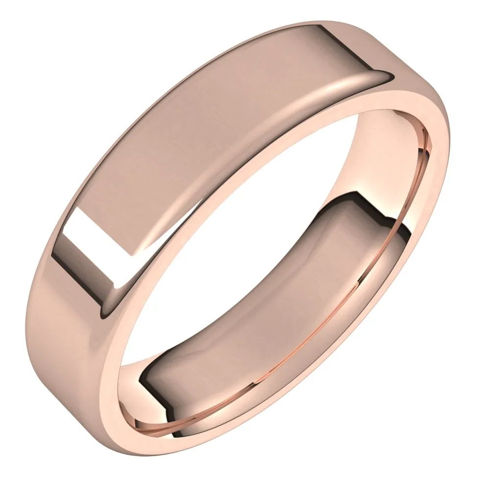 5mm 14K Rose Gold Polished Round Edge Comfort Fit Flat Band