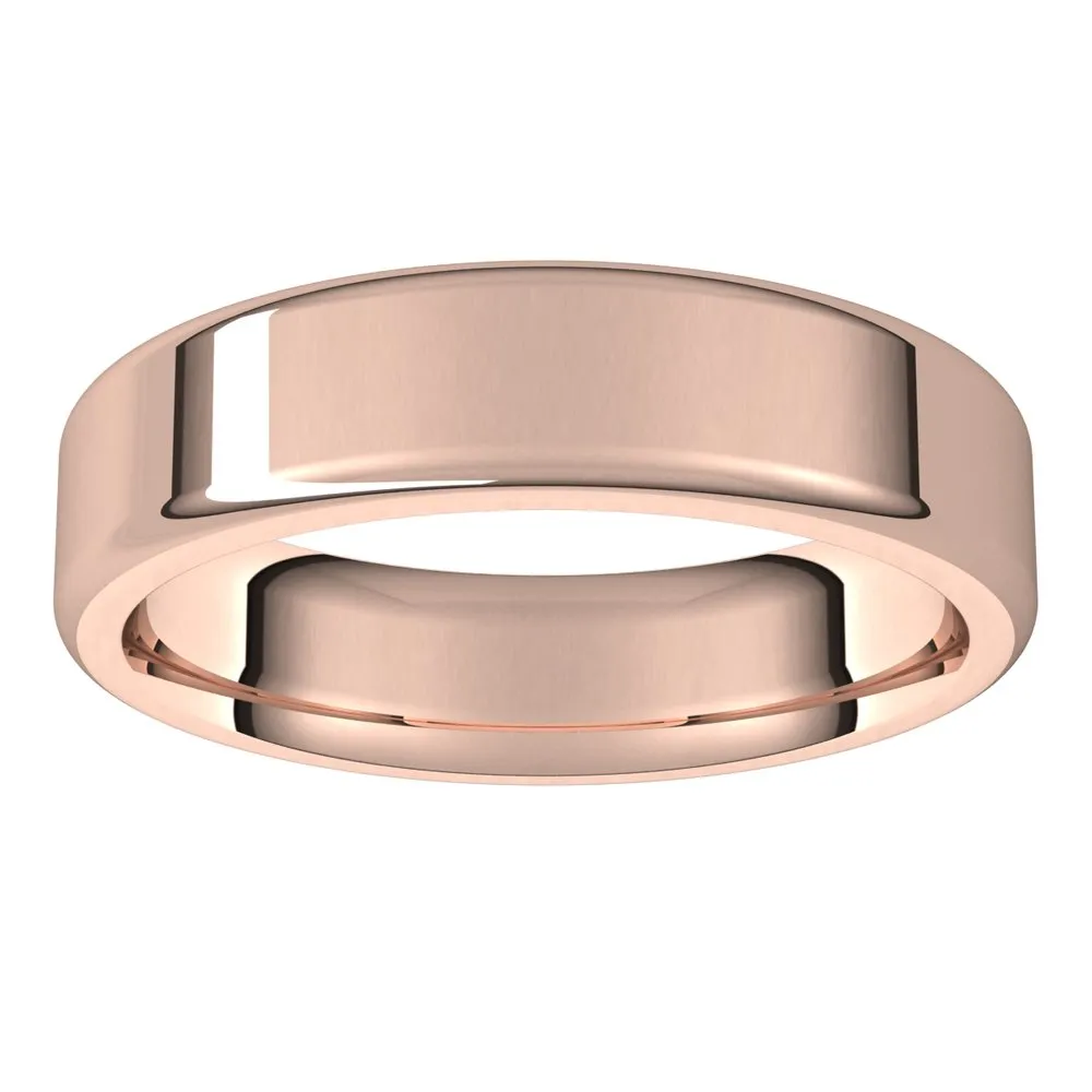 5mm 14K Rose Gold Polished Round Edge Comfort Fit Flat Band