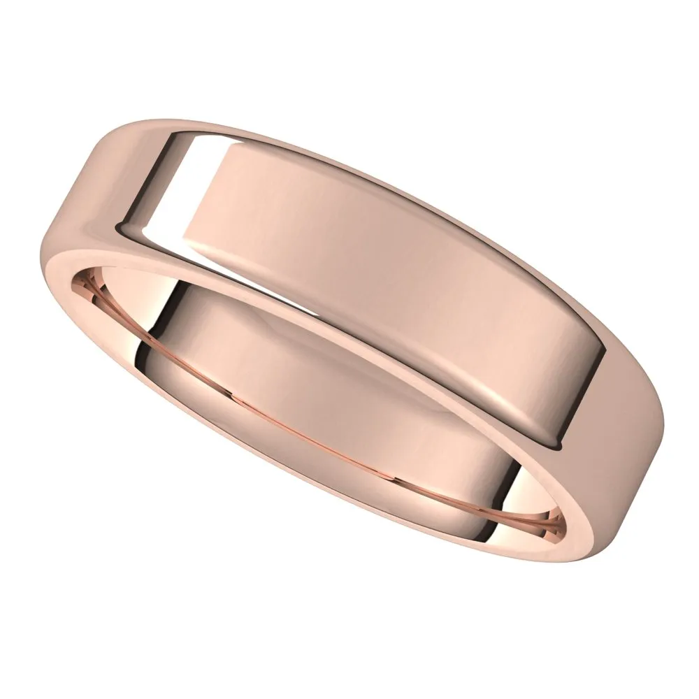 5mm 14K Rose Gold Polished Round Edge Comfort Fit Flat Band