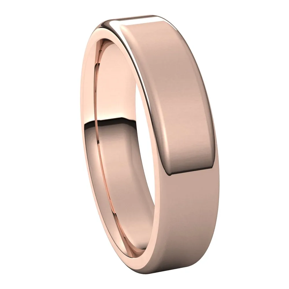 5mm 14K Rose Gold Polished Round Edge Comfort Fit Flat Band