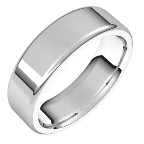 6mm Platinum Polished Round Edge Comfort Fit Flat Band