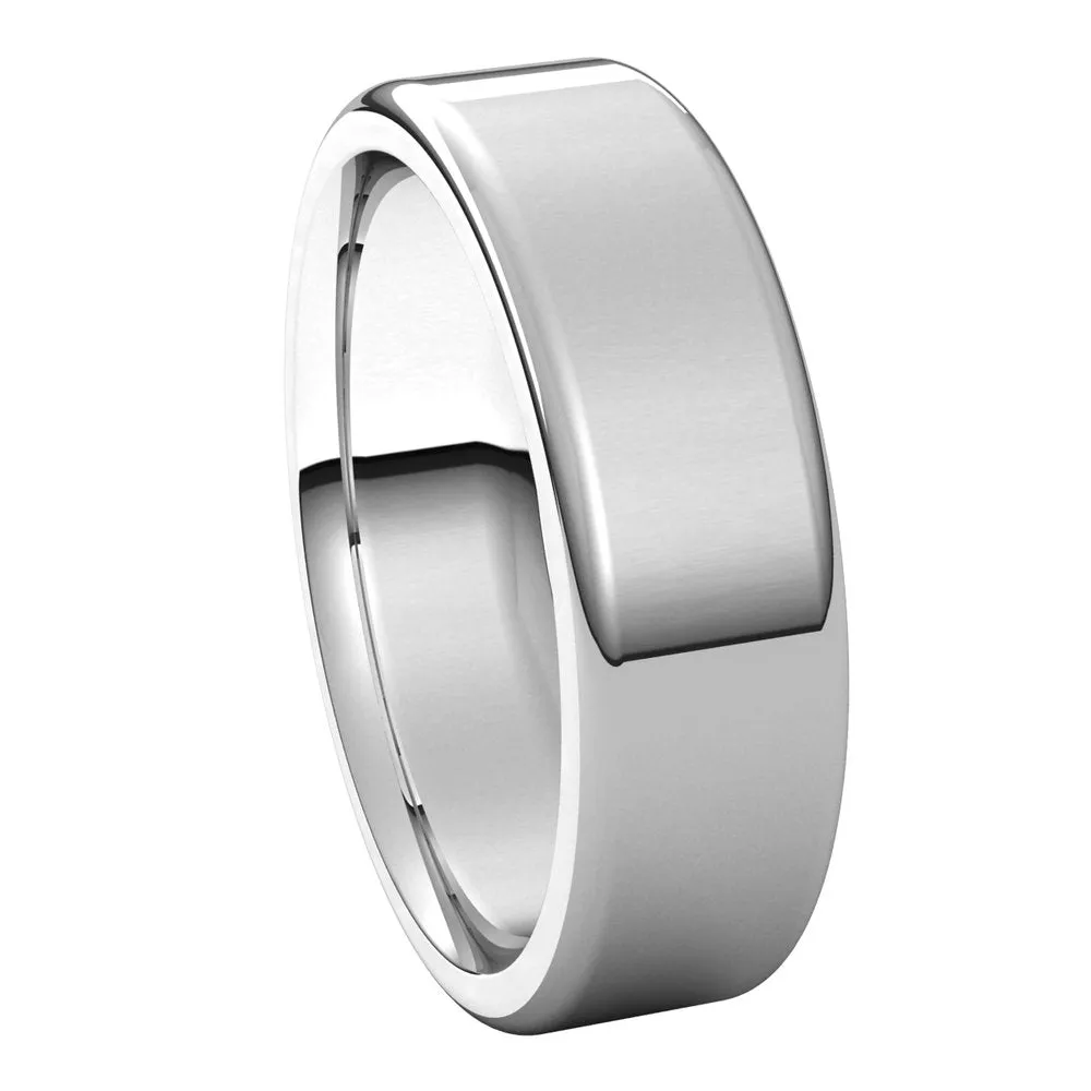 6mm Platinum Polished Round Edge Comfort Fit Flat Band