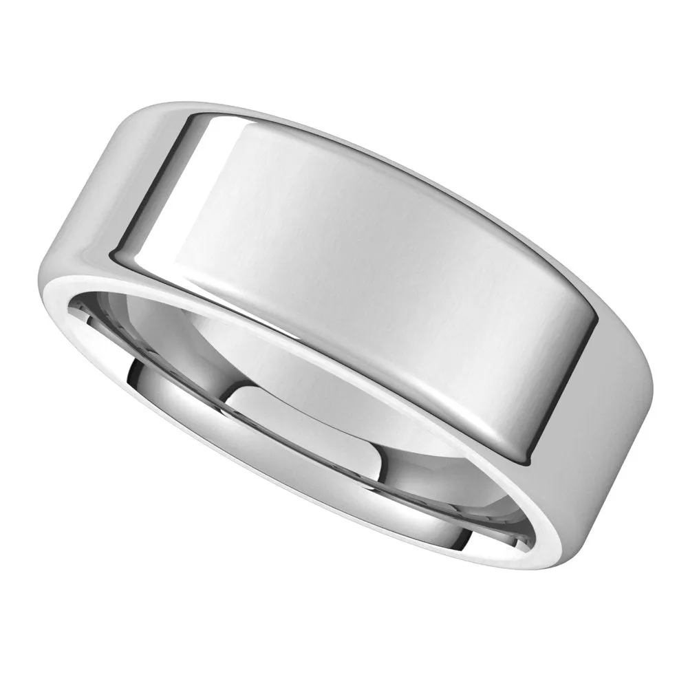 7mm 10K White Gold Polished Round Edge Comfort Fit Flat Band