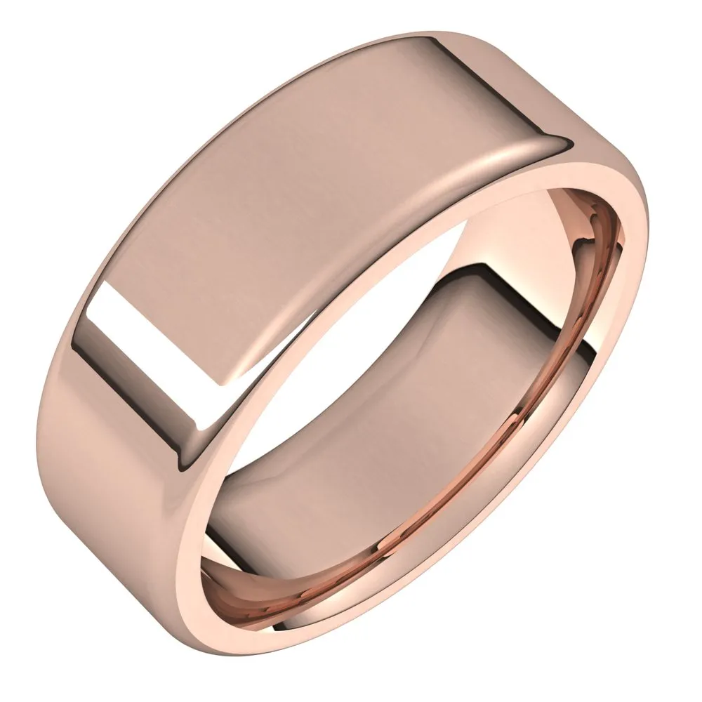 7mm 14K Rose Gold Polished Round Edge Comfort Fit Flat Band