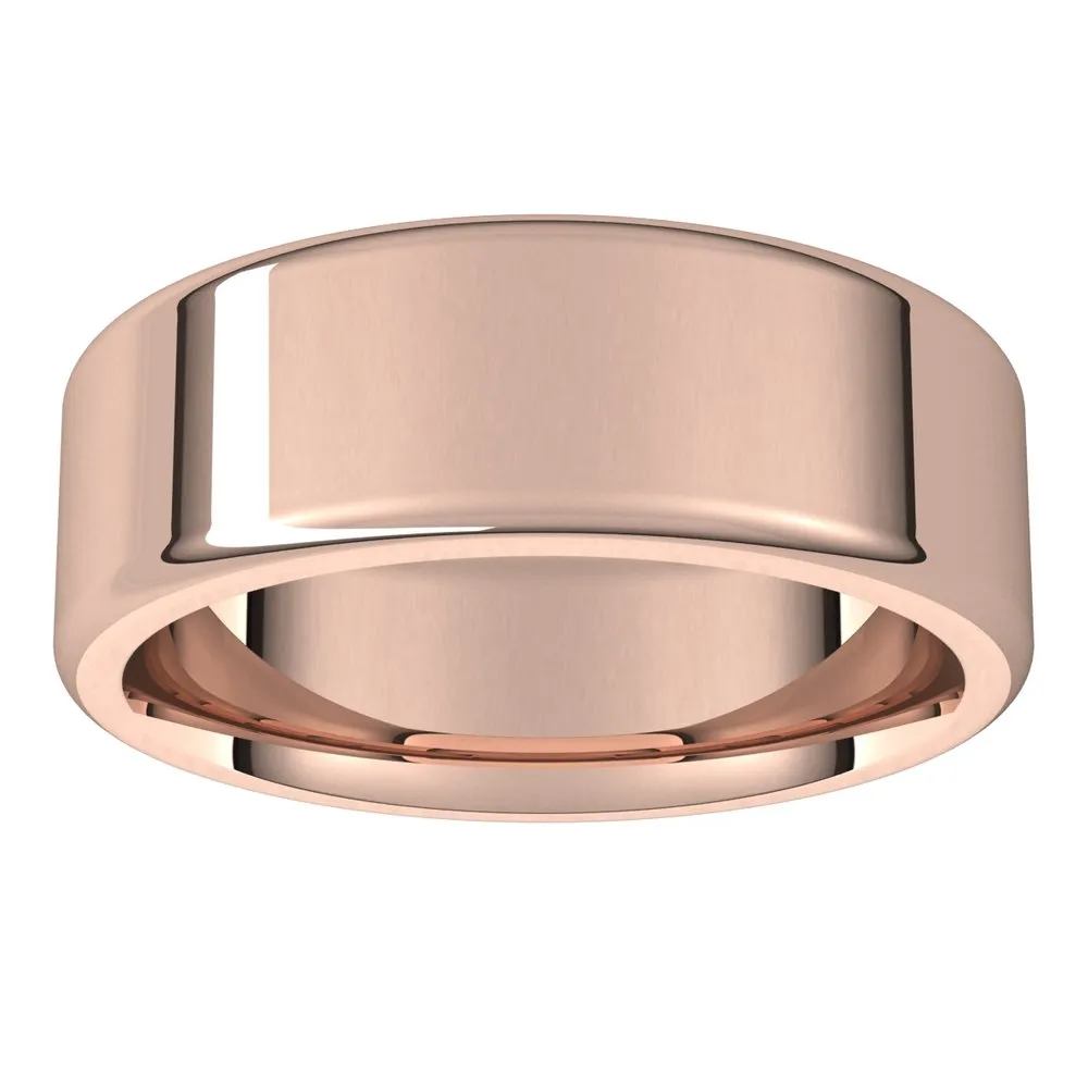 7mm 14K Rose Gold Polished Round Edge Comfort Fit Flat Band