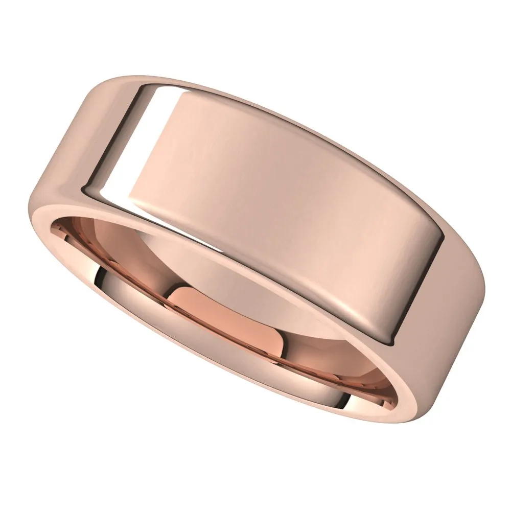 7mm 14K Rose Gold Polished Round Edge Comfort Fit Flat Band