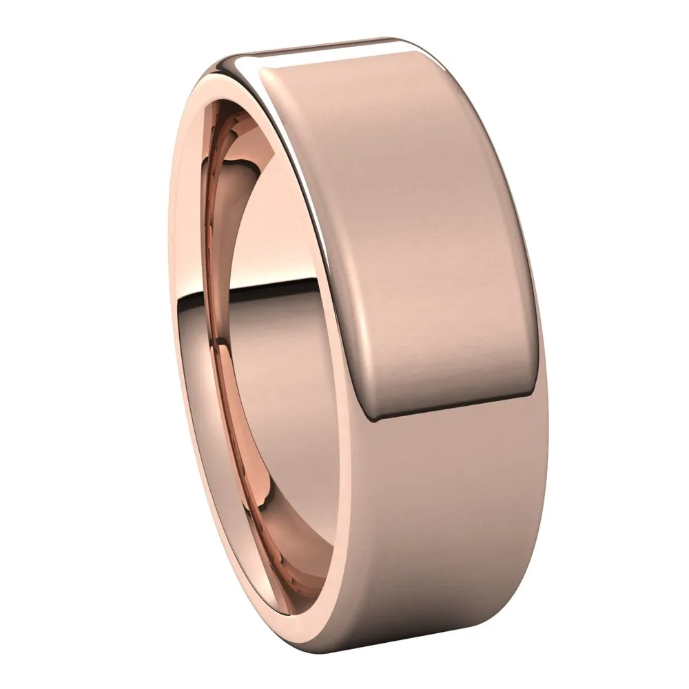 7mm 14K Rose Gold Polished Round Edge Comfort Fit Flat Band