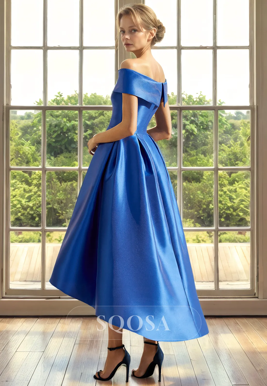 A Line Strapless Satin Mother of the Bride Dress with Pockets Cocktail Dress