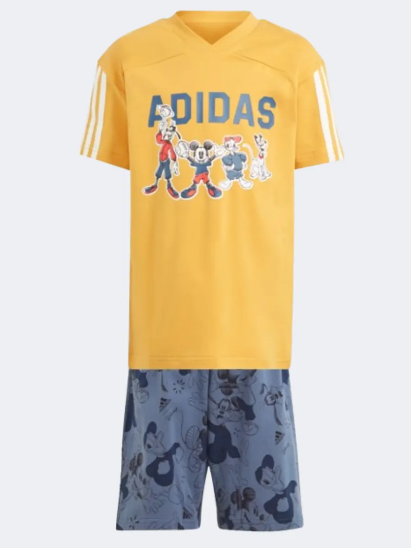 Adidas Disney Mickey Mouse Little Boys Sportswear Set Yellow/Off White