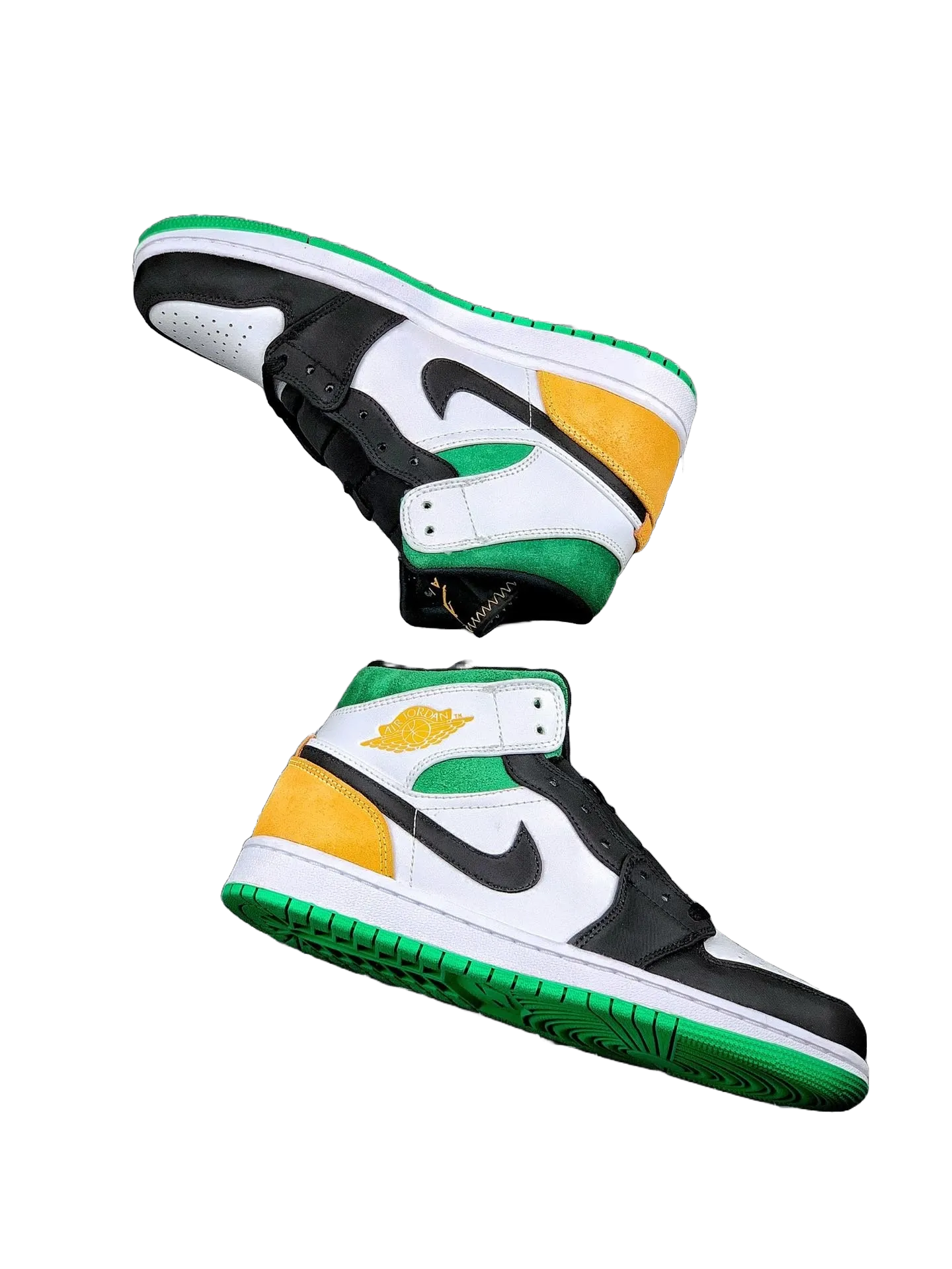 AIR JORDAN 1 MID SE OAKLAND WHITE/LASER ORANGE/BLACK/LUCKY GREEN