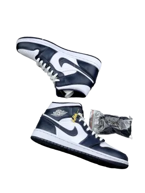 AIR JORDAN 1 MID WHITE/METALLIC GOLD-OBSIDIAN