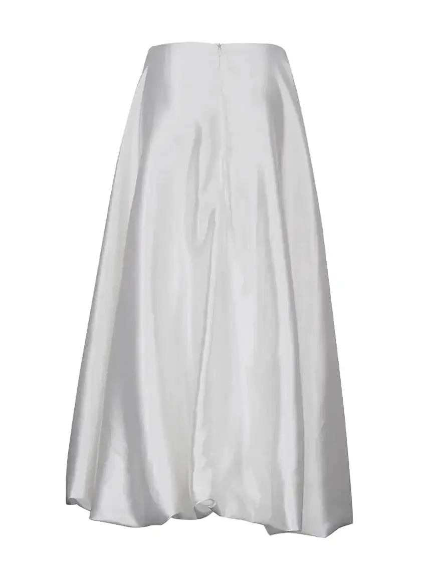 Ashore Shop Trend Long Puffy Beige Satin Skirts Office Lady Ankle-Length Skirt Casual Loose Skirt