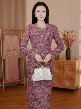 [Autumn New] Su Yayu [Red Plum Season] Small fragrant style suit makes you look younger and happy mom's high-end wedding banquet