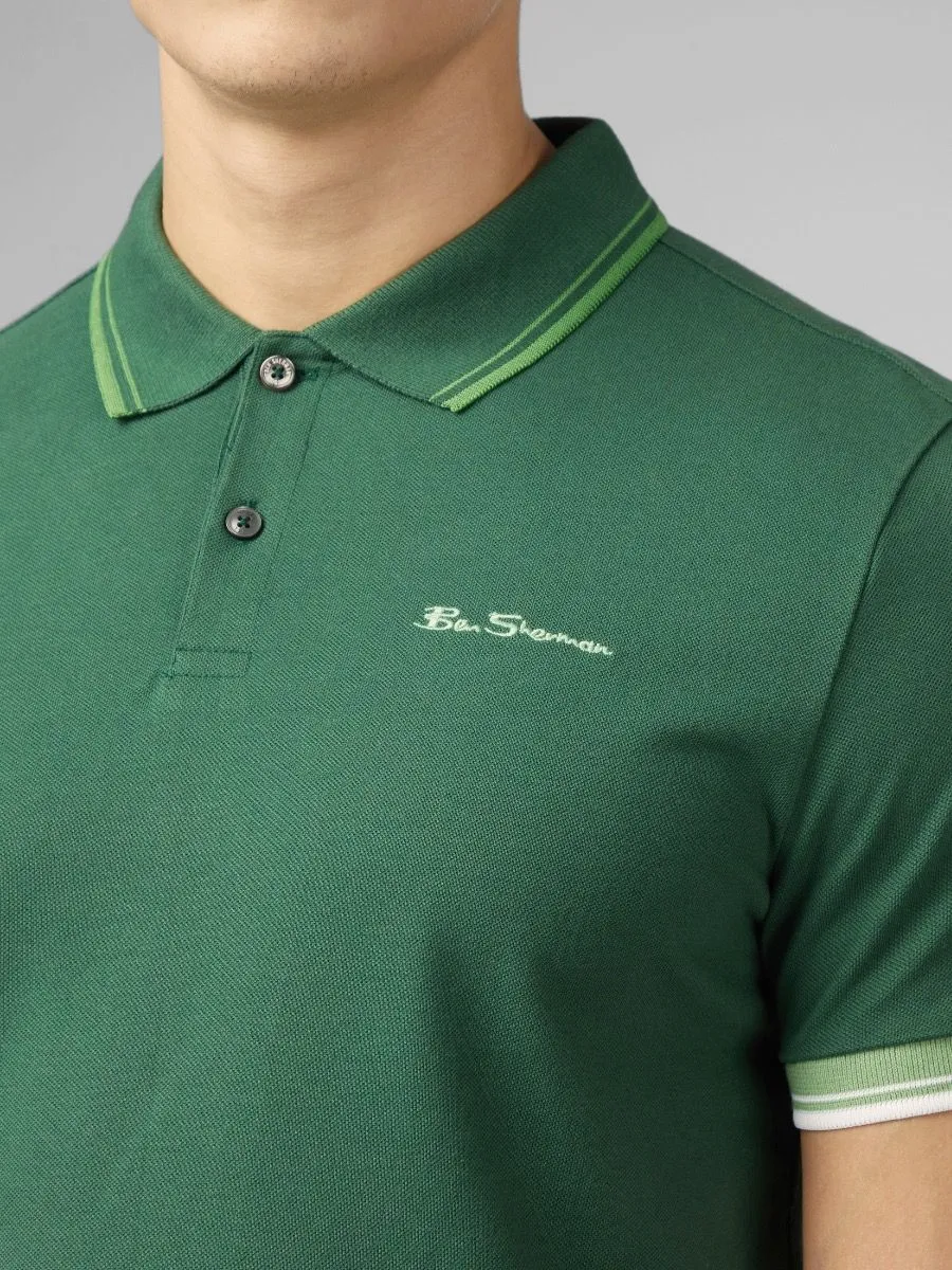 Ben Sherman Casual Short Sleeve Polo Shirt Green