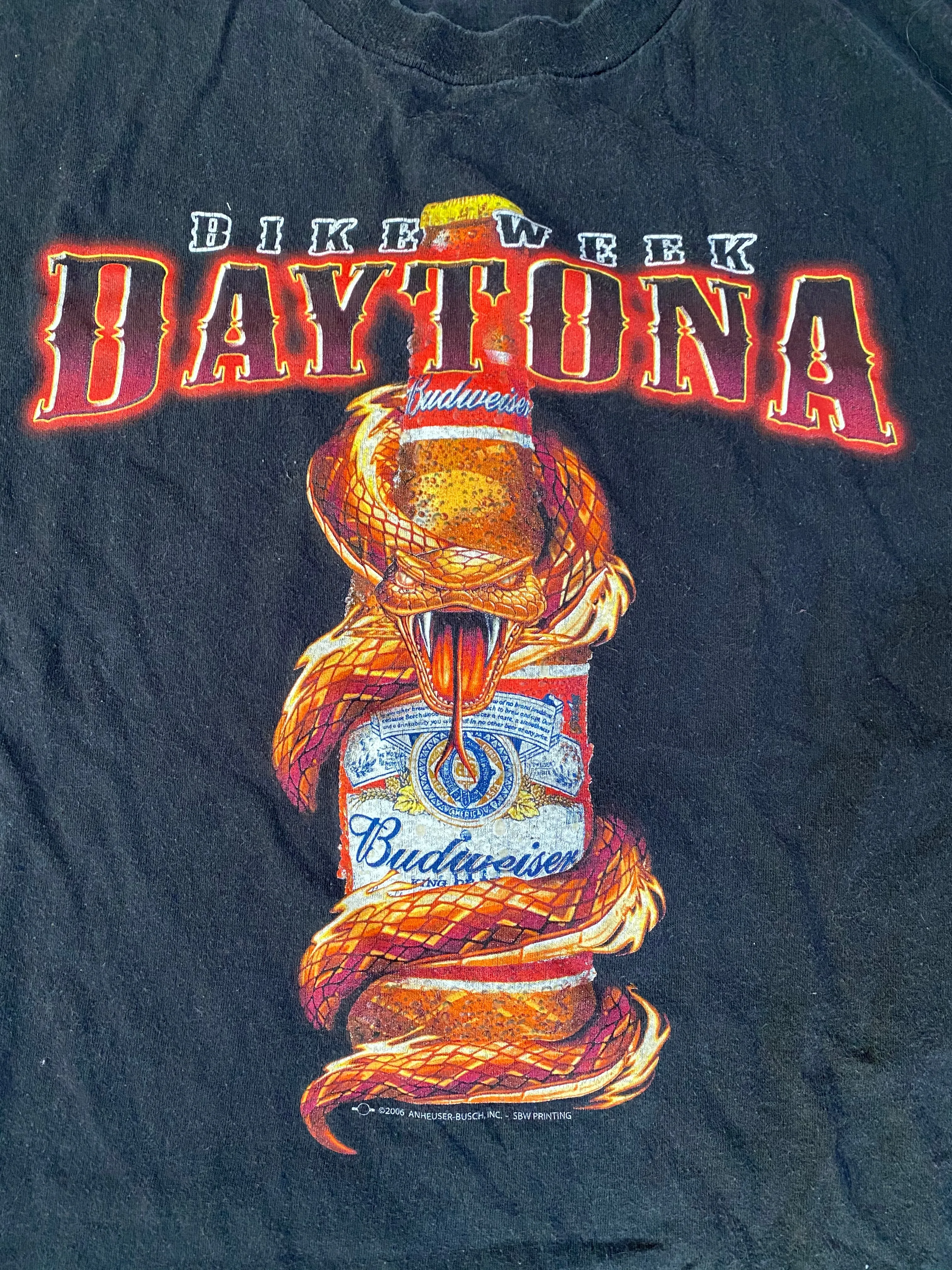 Bike Week Daytona 2006 “Budweiser & Snake” Vintage Distressed T-shirt